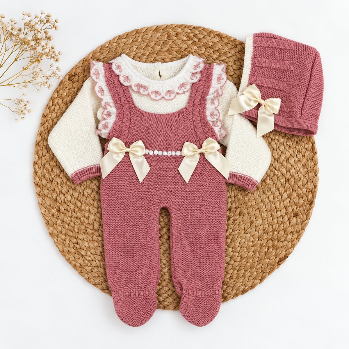 Set Girls Dusty Rose and White
