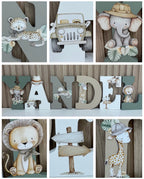 Letras Personalizadas Safari Verde-biege-grey-white