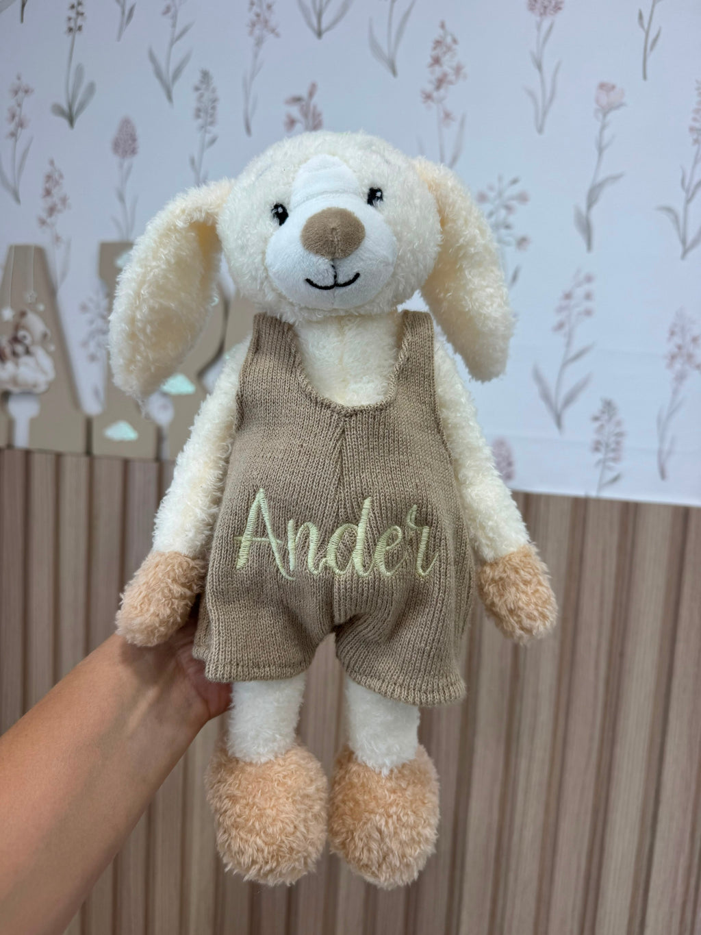 Peluche de conejito personalizado para bebé | Recuerdo de recién nacido a medida