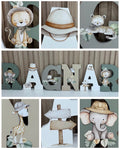 Letras Personalizadas Safari Verde-biege-grey-white