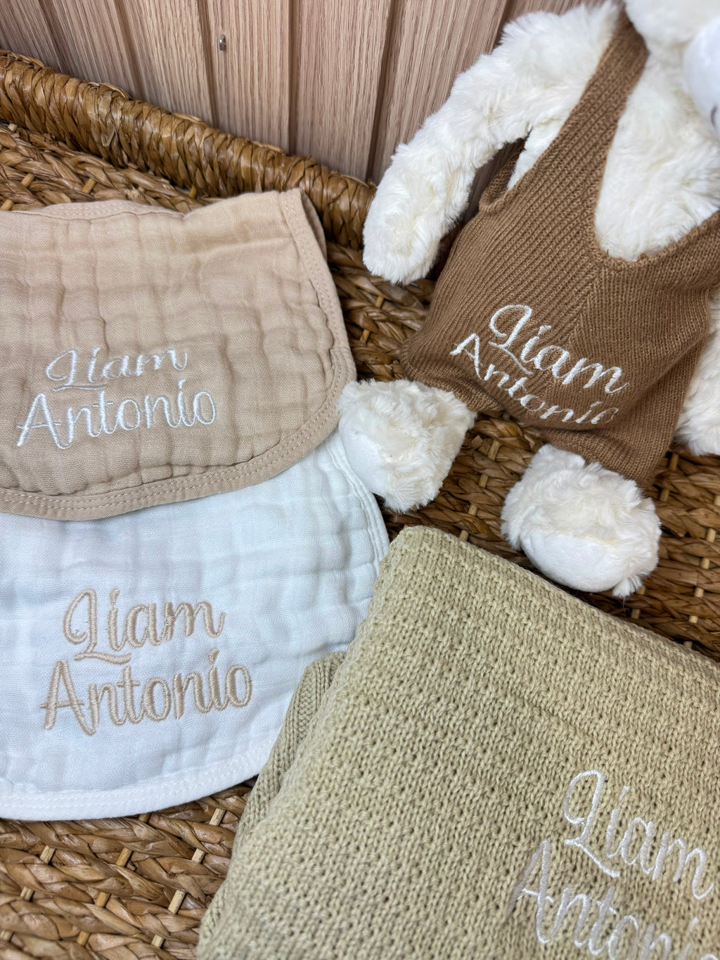 Personalized Baby Gift Set | 4 Piece Neutral Tones, Custom