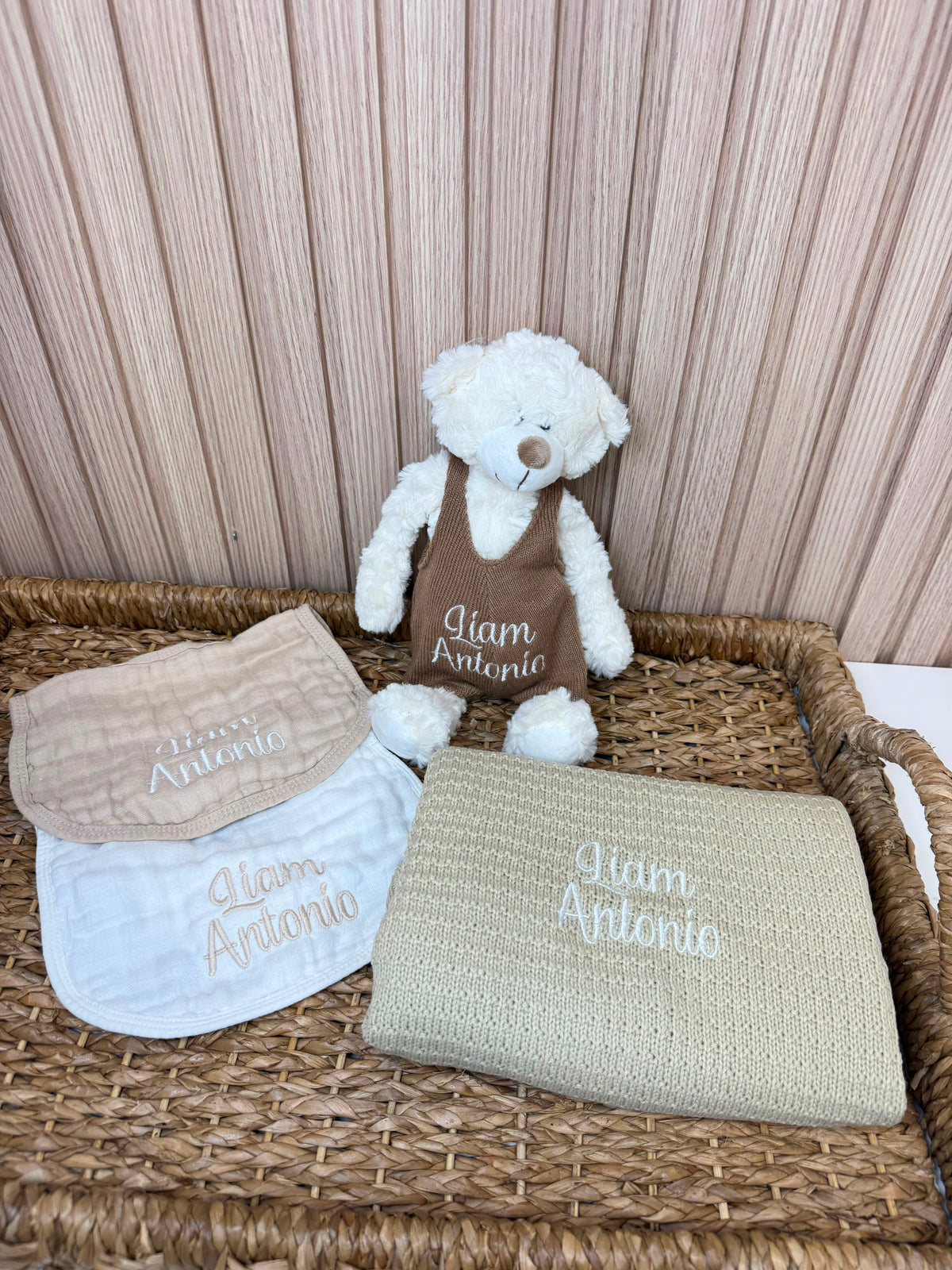 Personalized Baby Gift Set | 4 Piece Neutral Tones, Custom